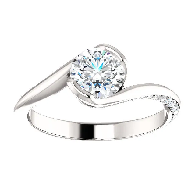 14K White Gold Round Engagement Ring 122063:235:P