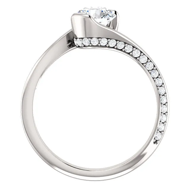14K White Gold Round Engagement Ring 122063:235:P