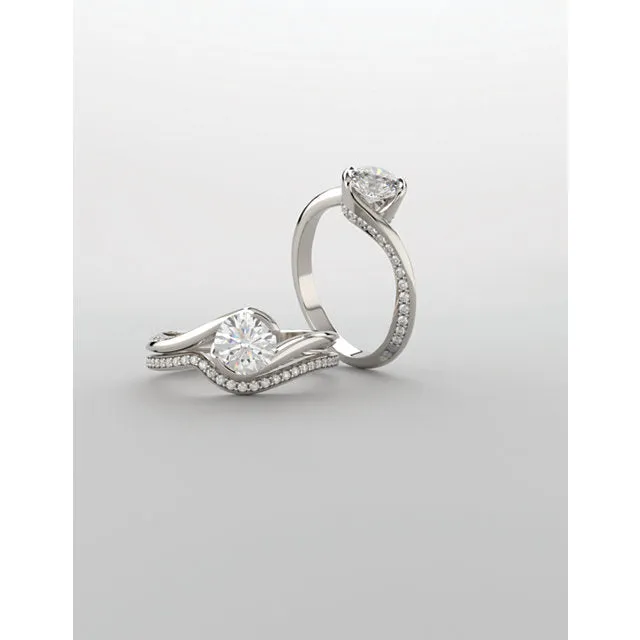 14K White Gold Round Engagement Ring 122063:235:P