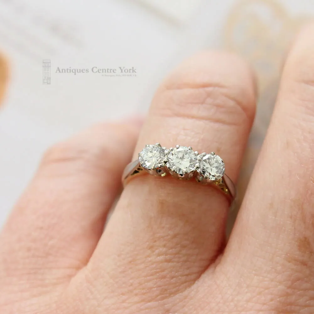 18ct & Platinum Diamond Three Stone Ring 1.00ct