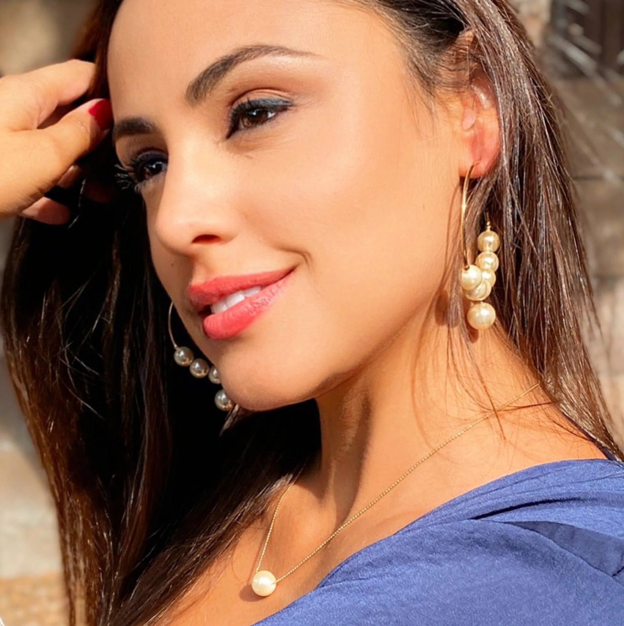 18k Gold Filled Fancy Pearl C Hoop Earrings