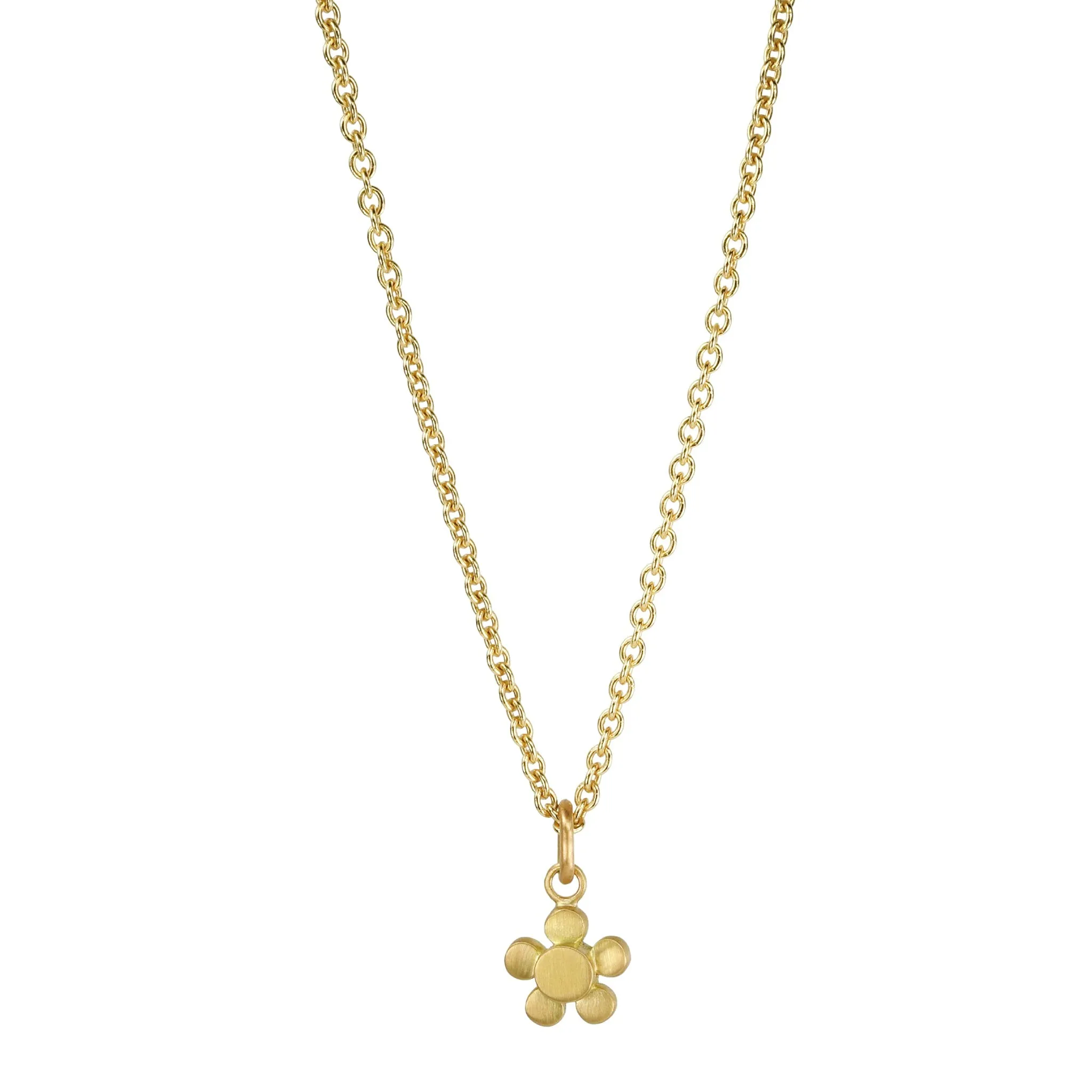 20K Gold Solid Flower Pendant with Five Round Petals