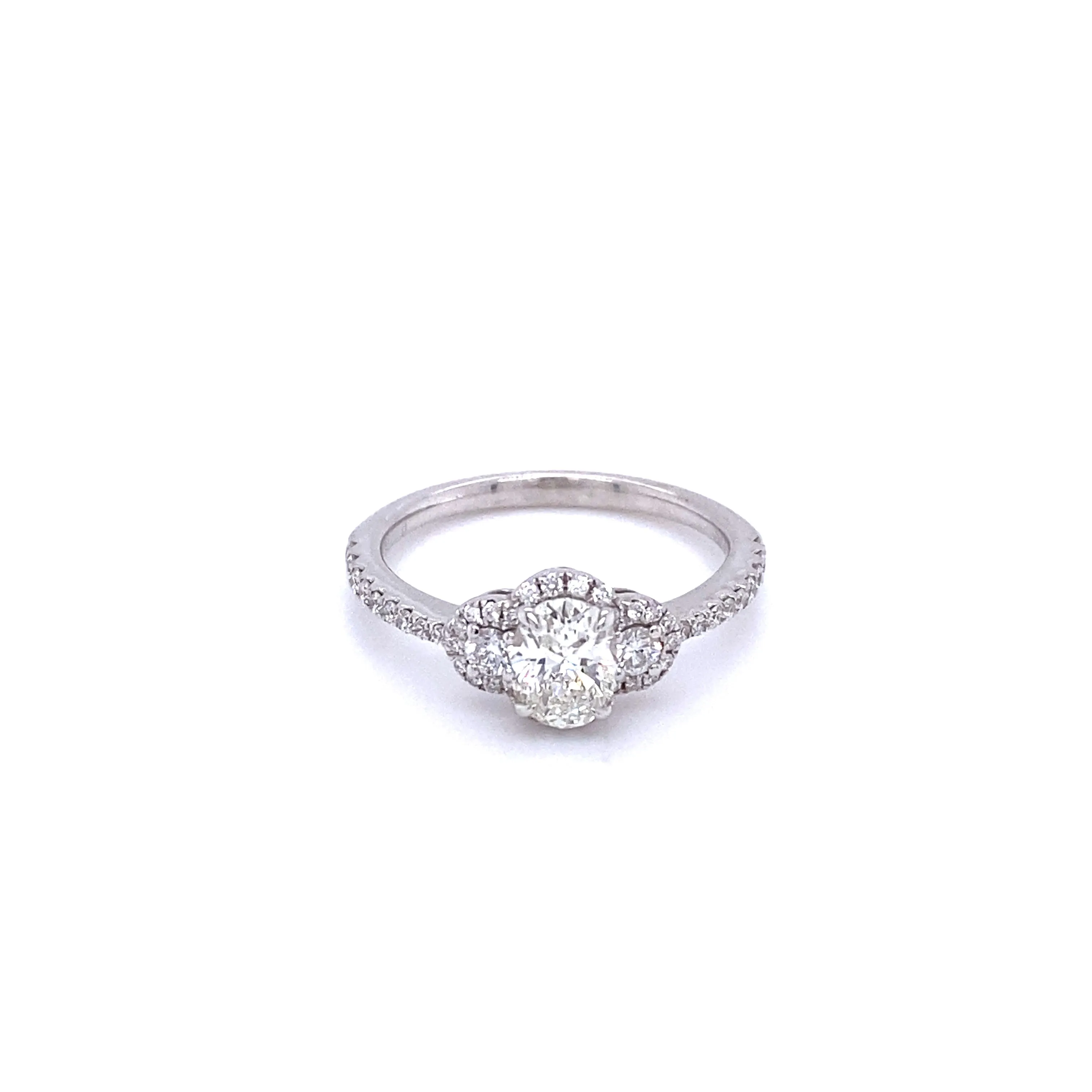 3-Stone F/VS Diamond Halo Ring