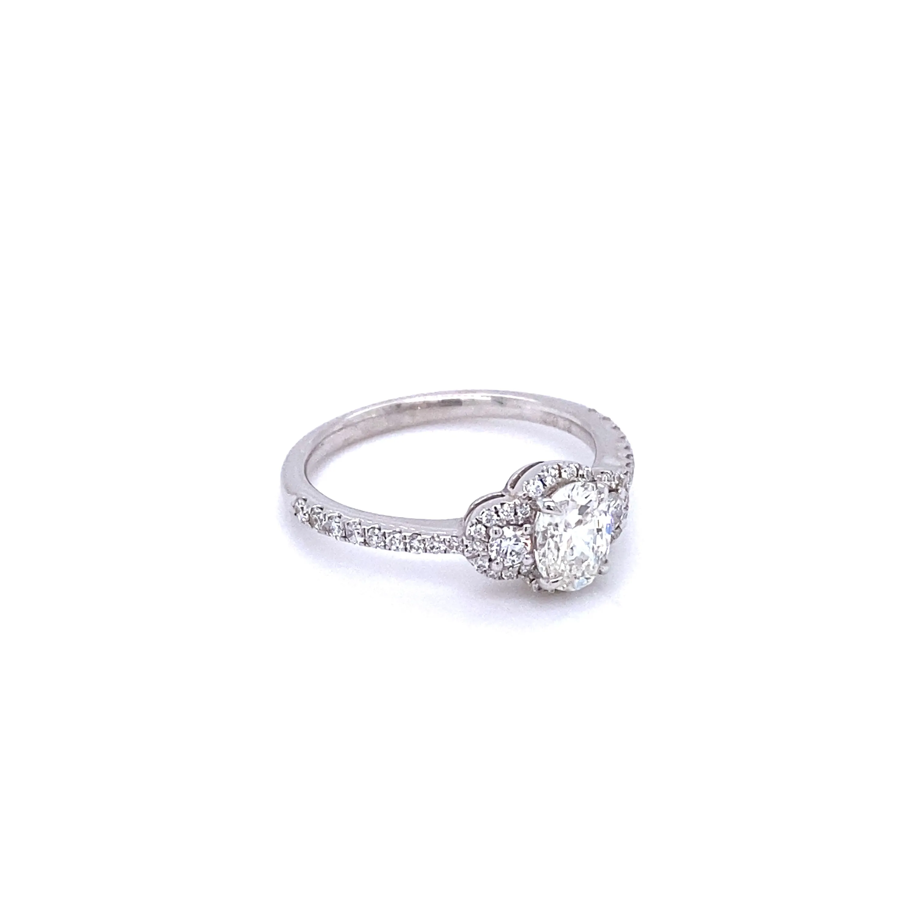 3-Stone F/VS Diamond Halo Ring