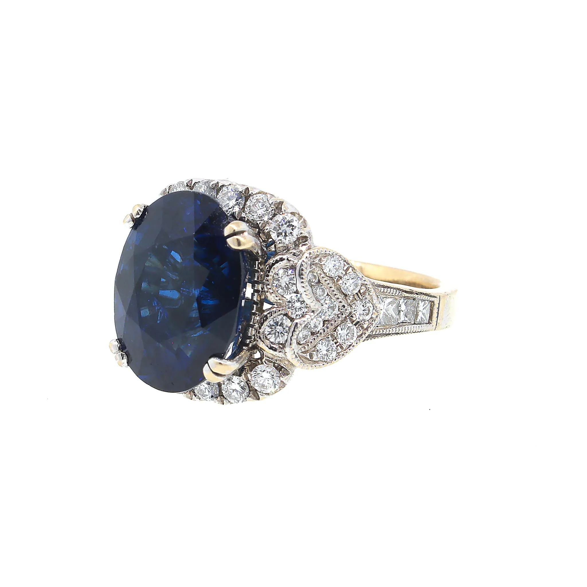 AGL Certified Blue Sapphire and Diamond Ring