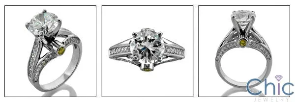 Anniversary 2.25 Ct Round Stone Tall Pave Set Cubic Zirconia Cz Ring