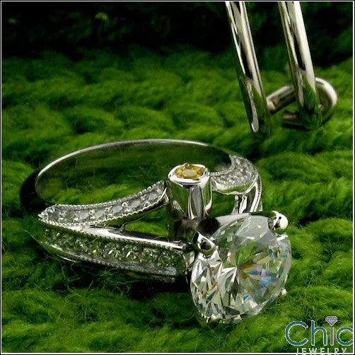 Anniversary 2.25 Ct Round Stone Tall Pave Set Cubic Zirconia Cz Ring
