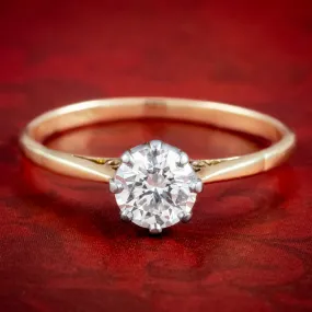 Antique Edwardian Diamond Solitaire Ring 0.85ct Diamond