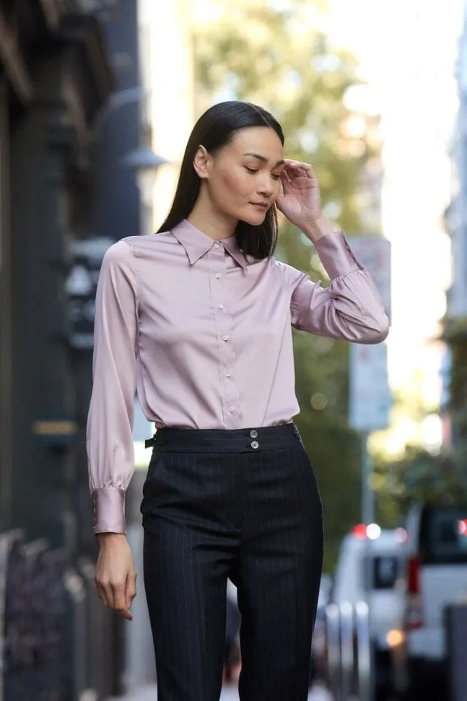 Blakely Pussy Bow Blouse - Musk Silk Stretch