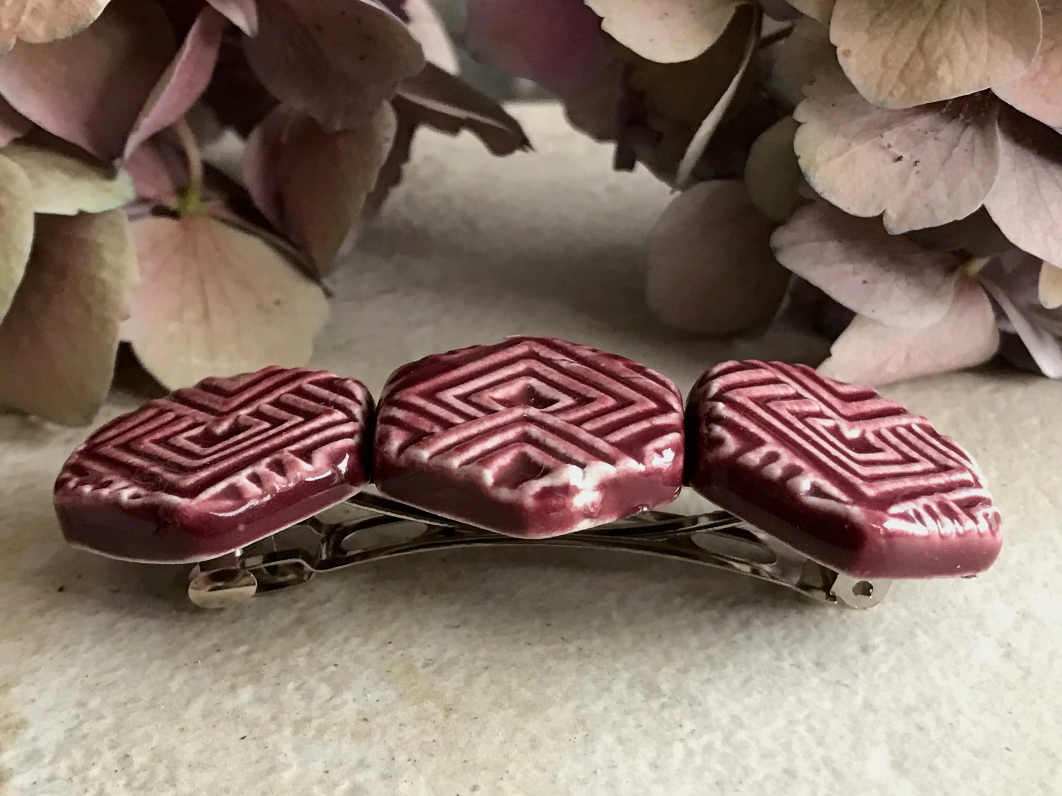 Burgundy Handmade Artisan Barrette - French Clip