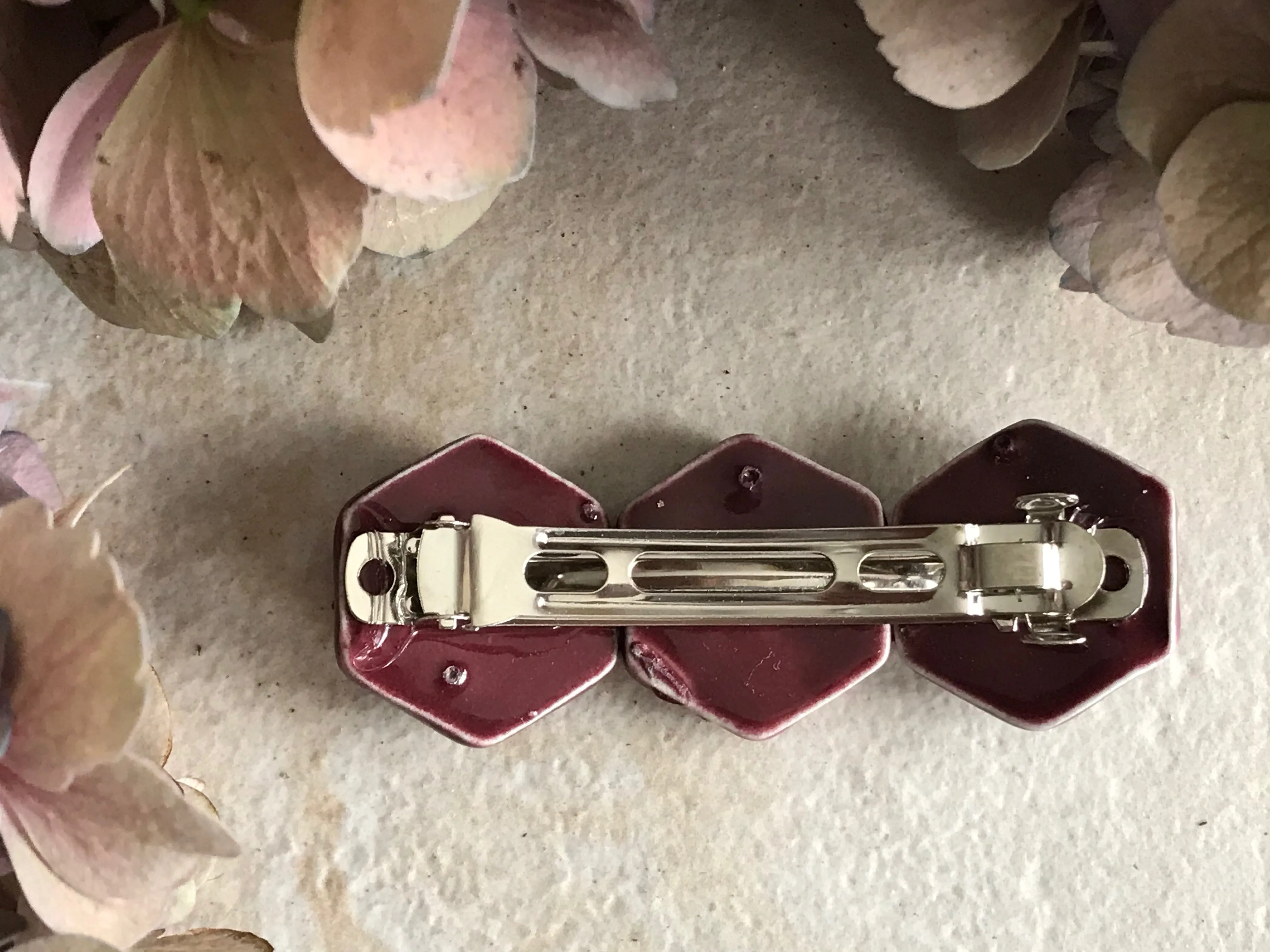 Burgundy Handmade Artisan Barrette - French Clip