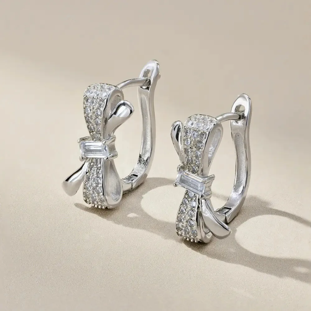 Butterfly Bow Tie U-Shape Hoop Earrings