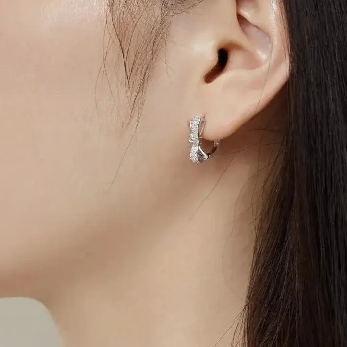 Butterfly Bow Tie U-Shape Hoop Earrings