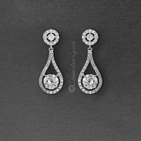 Clip-On Cubic Zirconia Drop Earrings Teardrop Shaped
