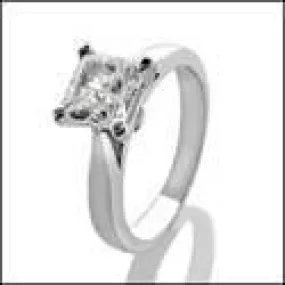 Cubic Zirconia 1 Carat Princess Stone Tiffany Solitaire Platinum Engagement Ring