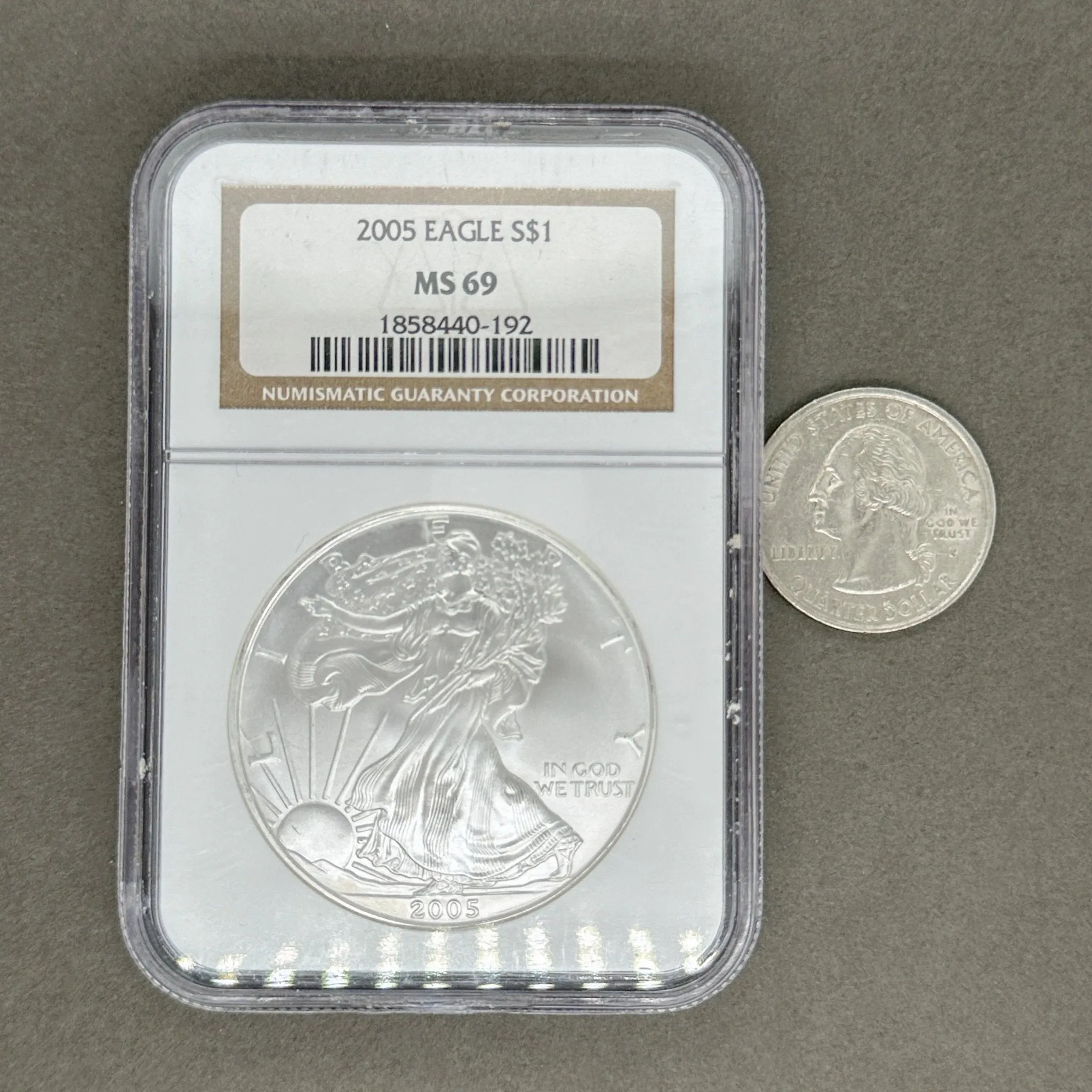 Estate 0.999 Fine Silver 2005 S$1 American Eagle Coin NGC MS69
