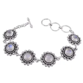 Ethnic Design Rainbow Moonstone Gemstone Bracelets With 925 Sterling Silver