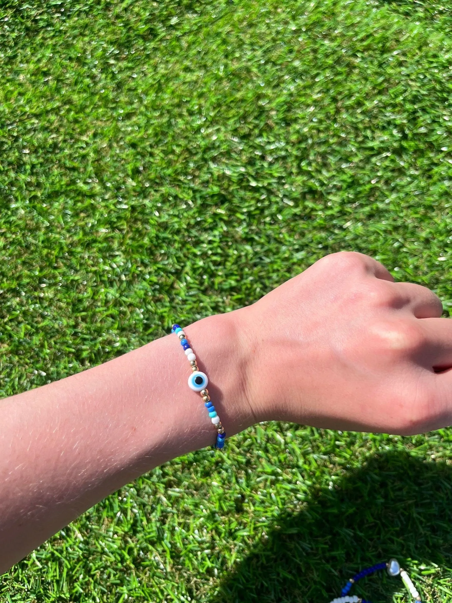 Evil eye seed bead bracelet!