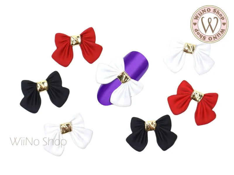 Large Color Ribbon Bow Nail Metal Charm - 2 pcs