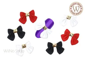 Large Color Ribbon Bow Nail Metal Charm - 2 pcs