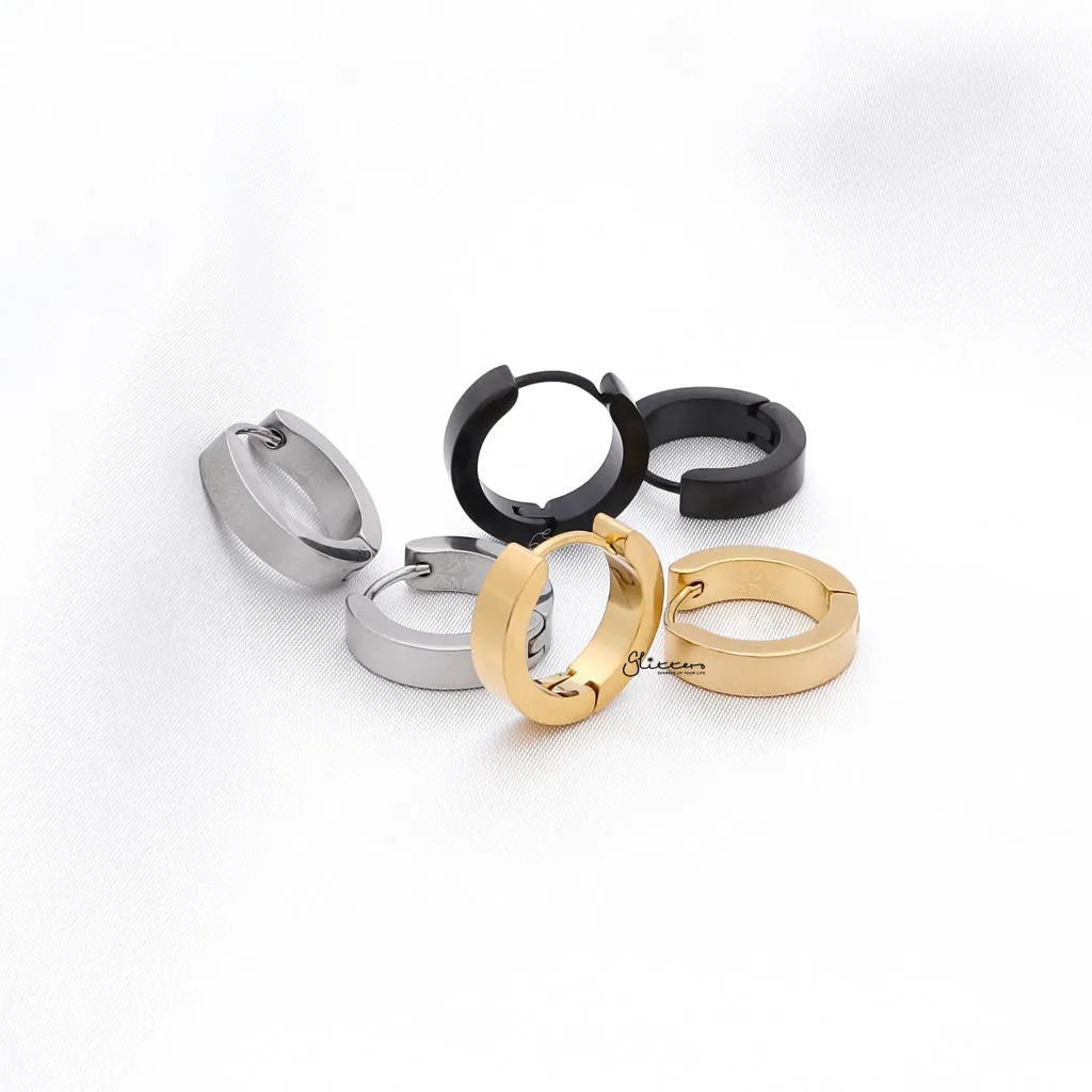 Men's Stainless Steel Huggie Hoop Earrings - Large
