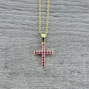 Mini Pink Cross Necklace 031
