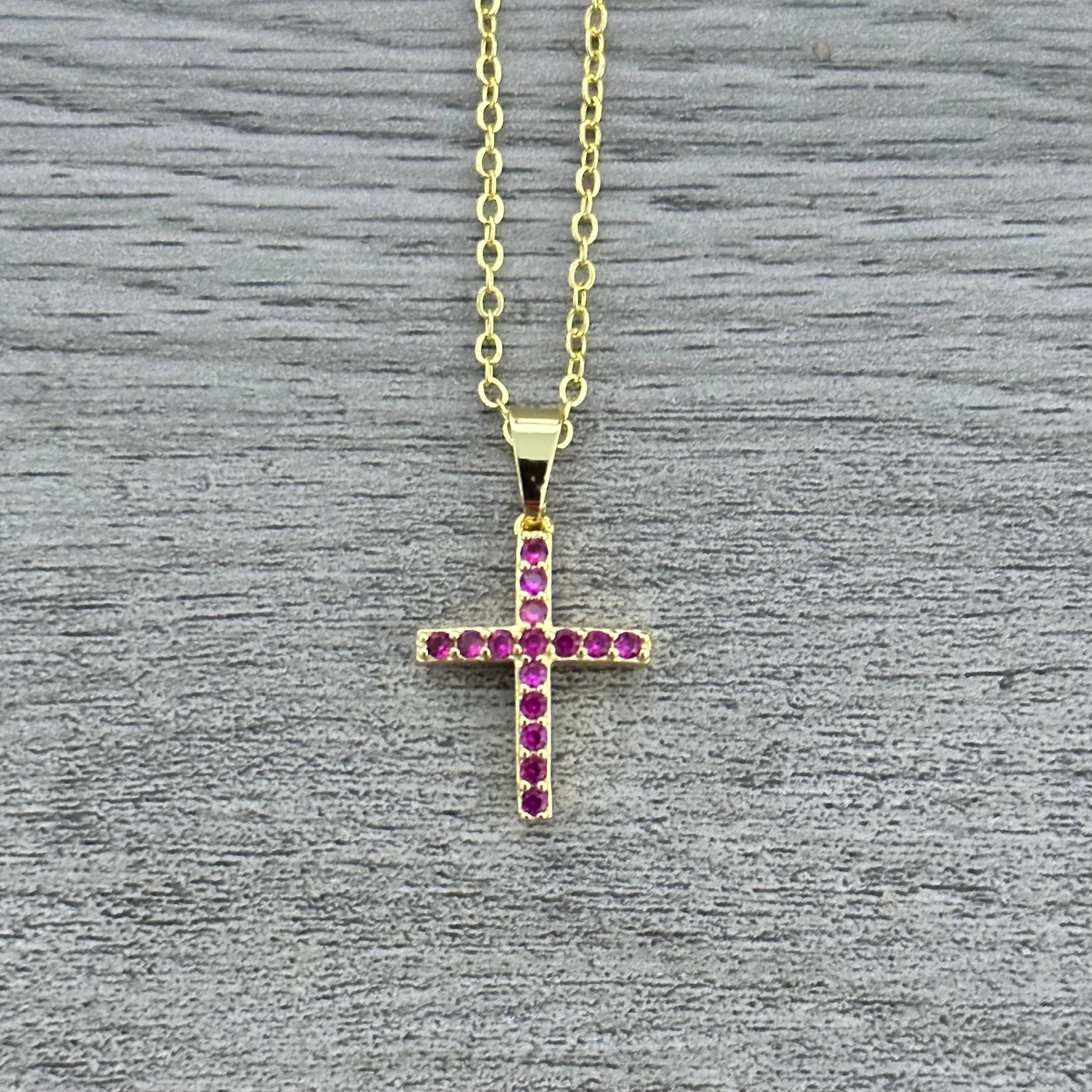 Mini Pink Cross Necklace 031