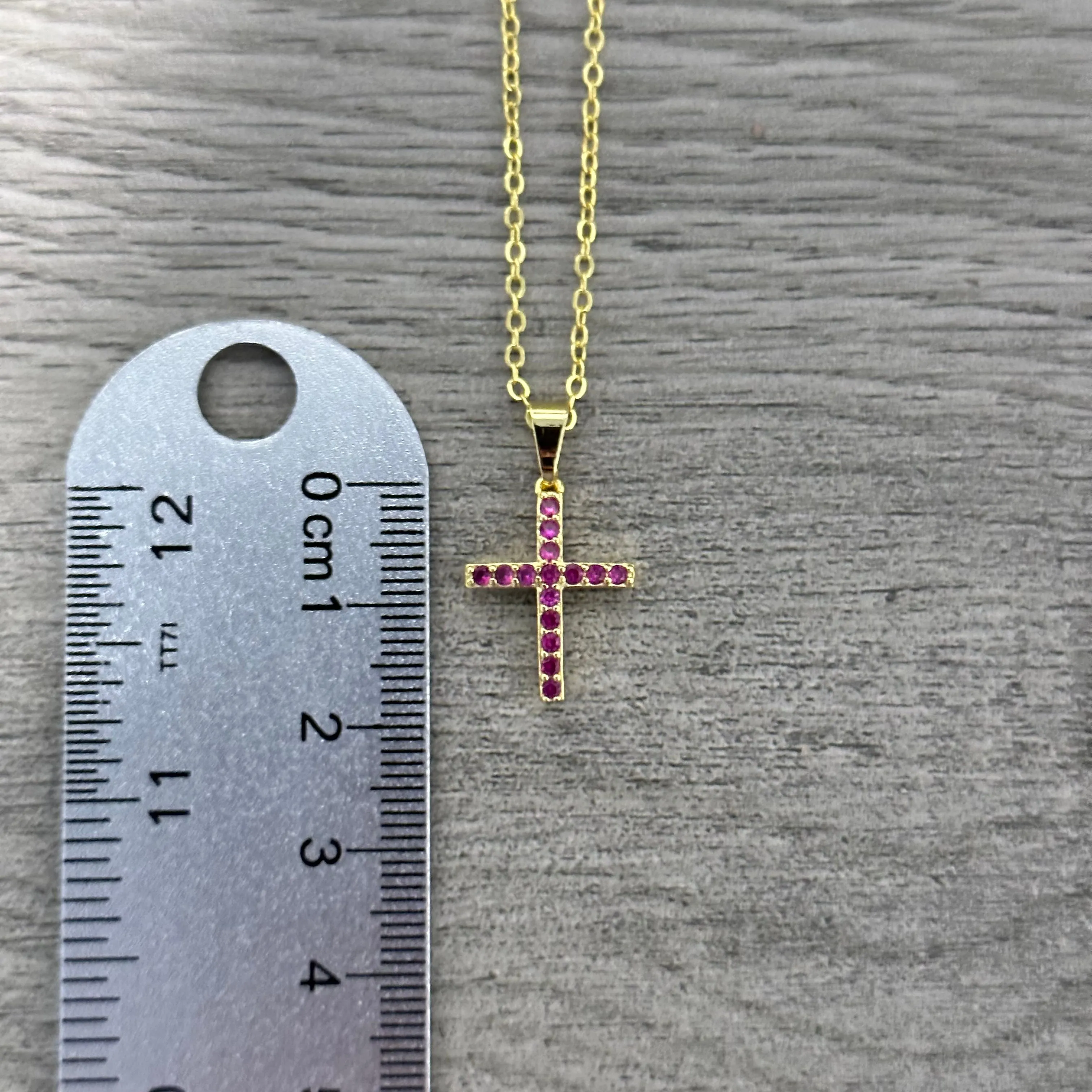 Mini Pink Cross Necklace 031