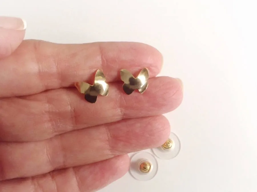 Minimalist Earrings Studs, Butterfly Ear Jacket, Dainty Earring, Delicate Butterfly Studs, Everyday simple stud small everyday earring studs