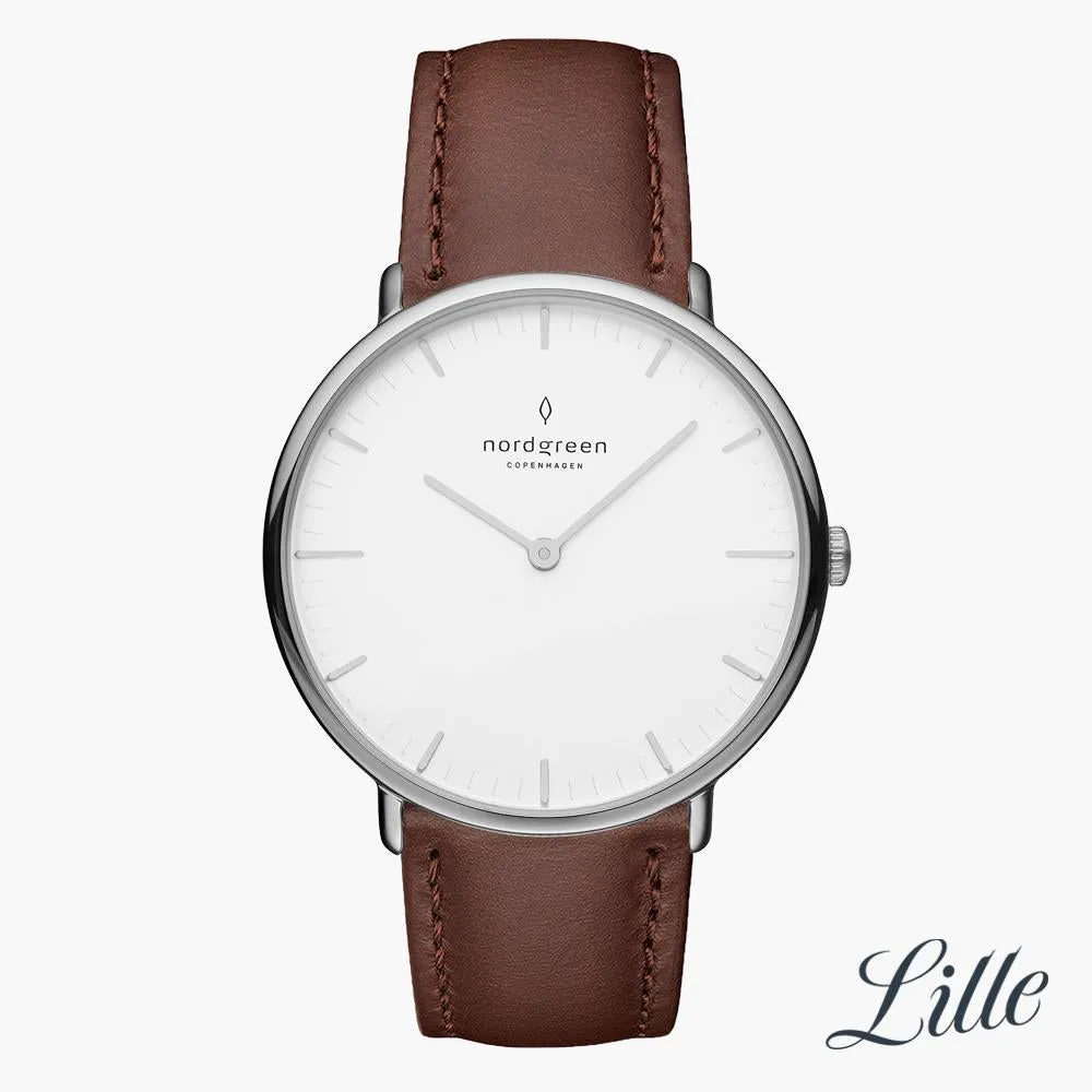 Native | White Dial - Dark Brown Leather