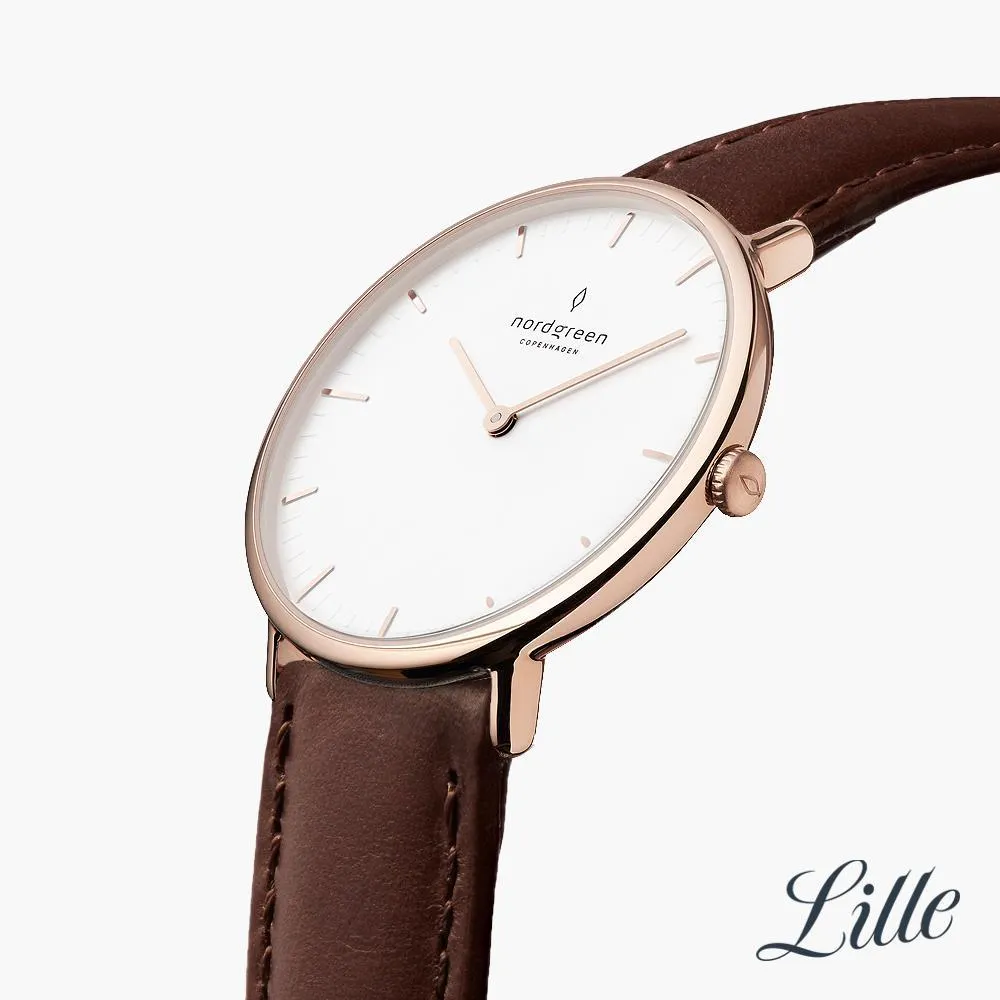 Native | White Dial - Dark Brown Leather