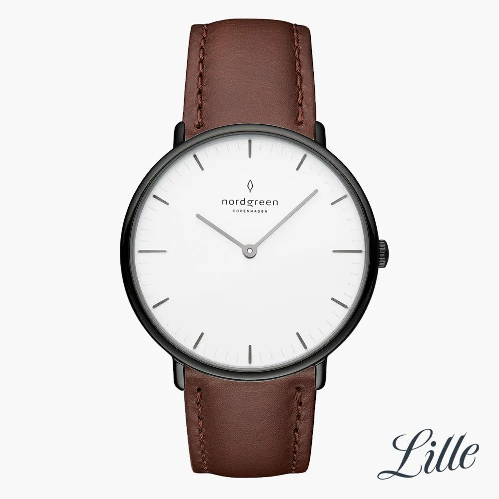 Native | White Dial - Dark Brown Leather