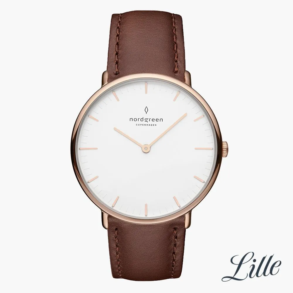Native | White Dial - Dark Brown Leather