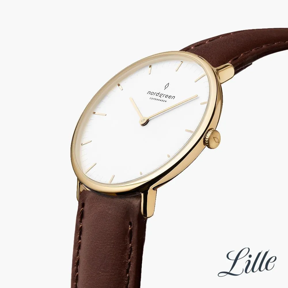 Native | White Dial - Dark Brown Leather