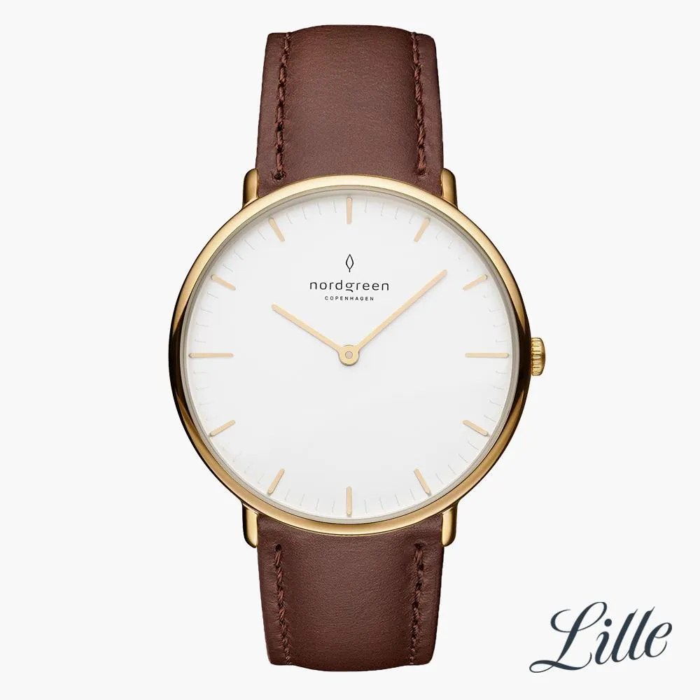 Native | White Dial - Dark Brown Leather