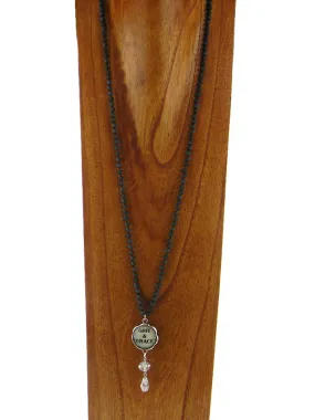 NKS180512-05  34" L 6MM CRYSTAL NECKLACE WITH " GRIT & GRACE" PENDANT