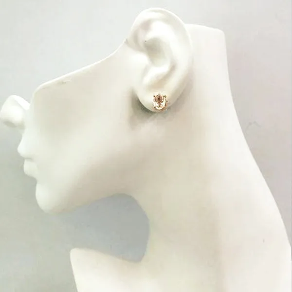 Oval White Topaz Studs with Amethyst, Peridot & Square Rock Crystal Detachable Dangle Twinset Earrings