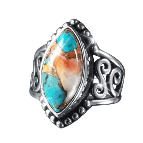 Pacific Turquoise & Spiny Oyster Ladies Ring