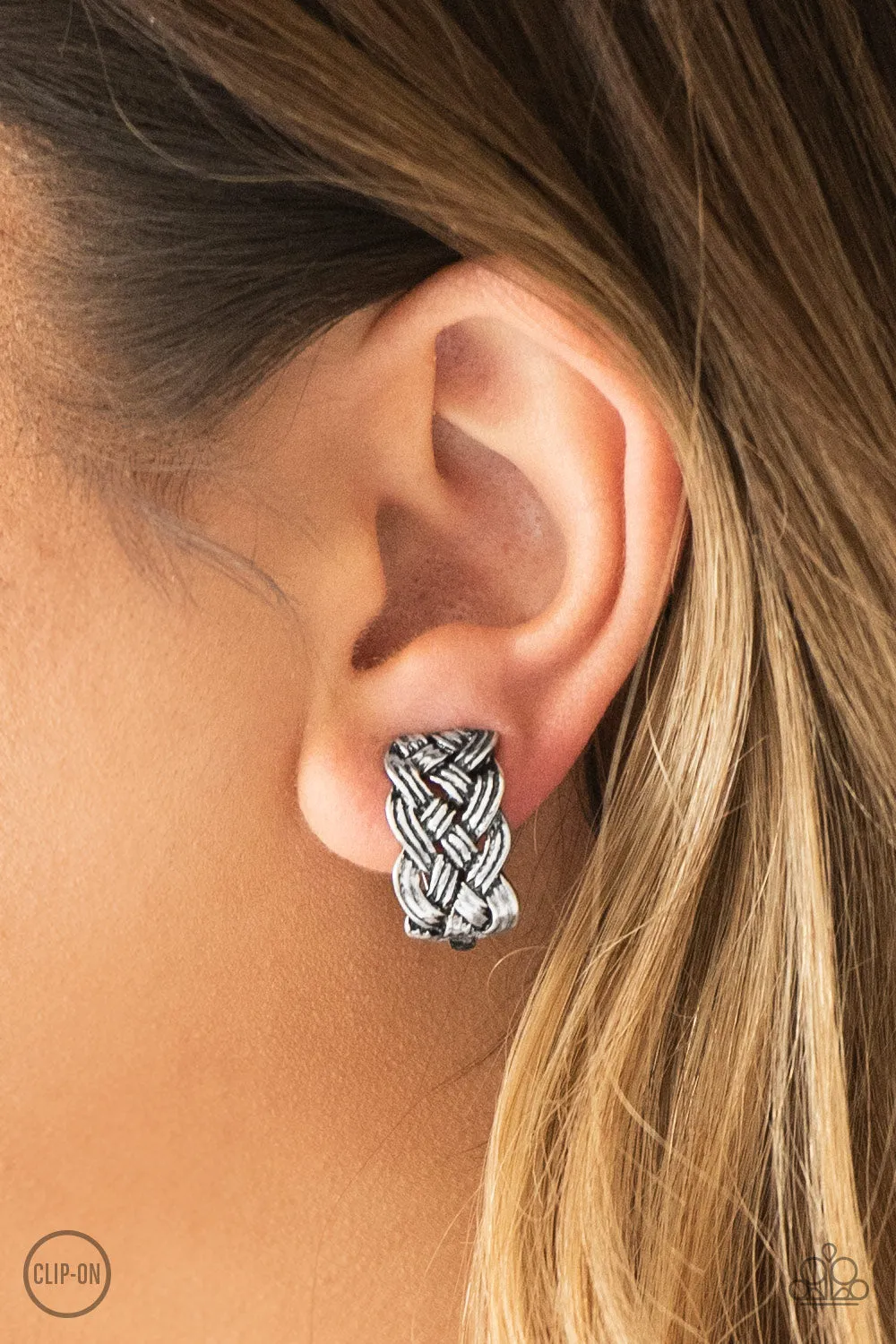 Paparazzi Earring ~ Urban Ulterior - Silver Clip-On Earring