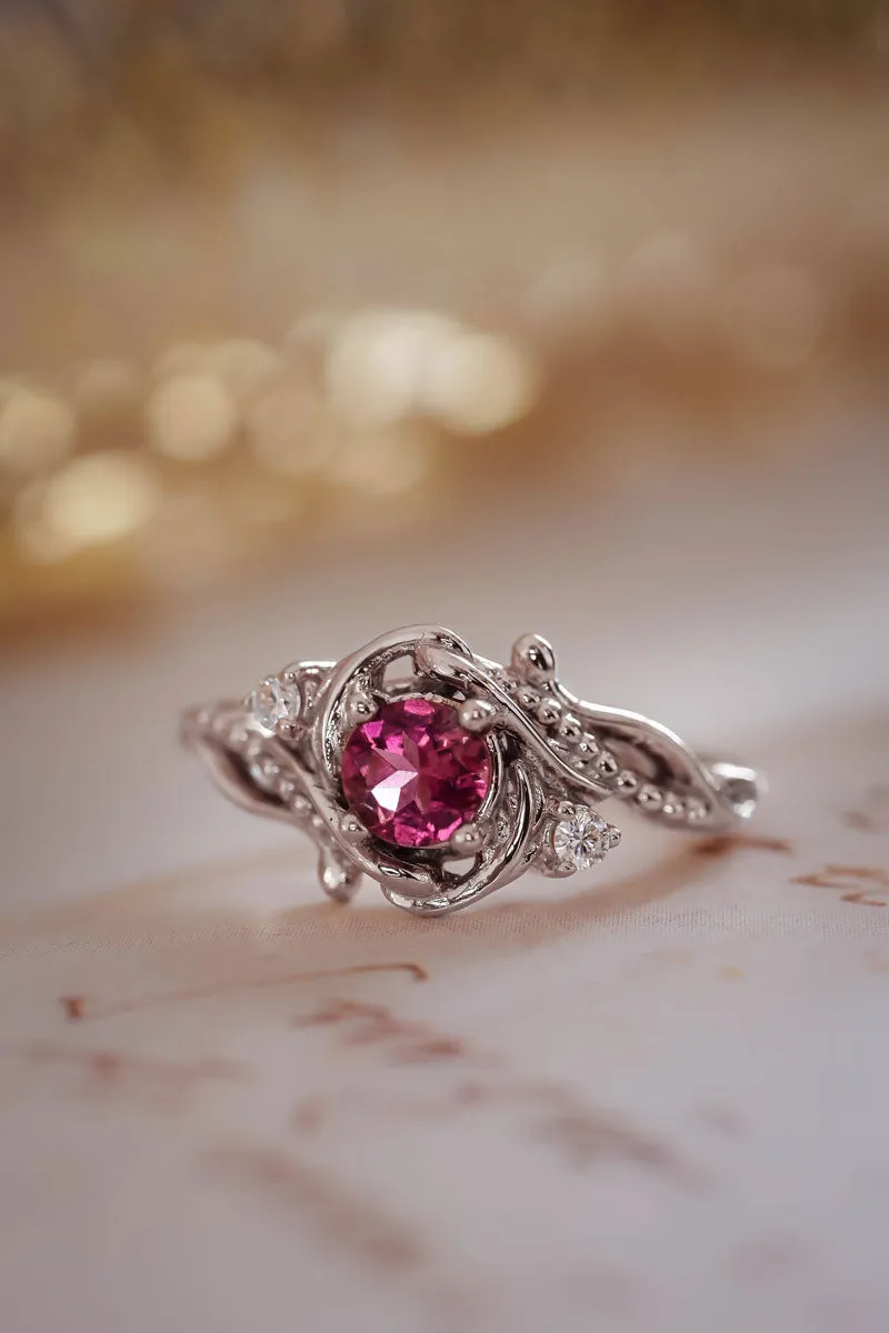 Pink Tourmaline engagement ring with diamonds / Undina