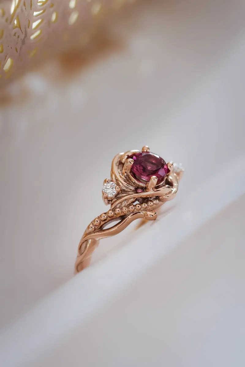 Pink Tourmaline engagement ring with diamonds / Undina