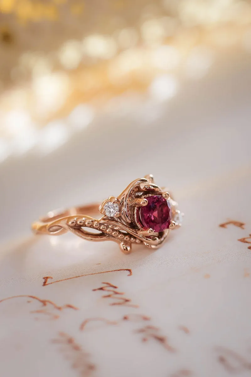 Pink Tourmaline engagement ring with diamonds / Undina