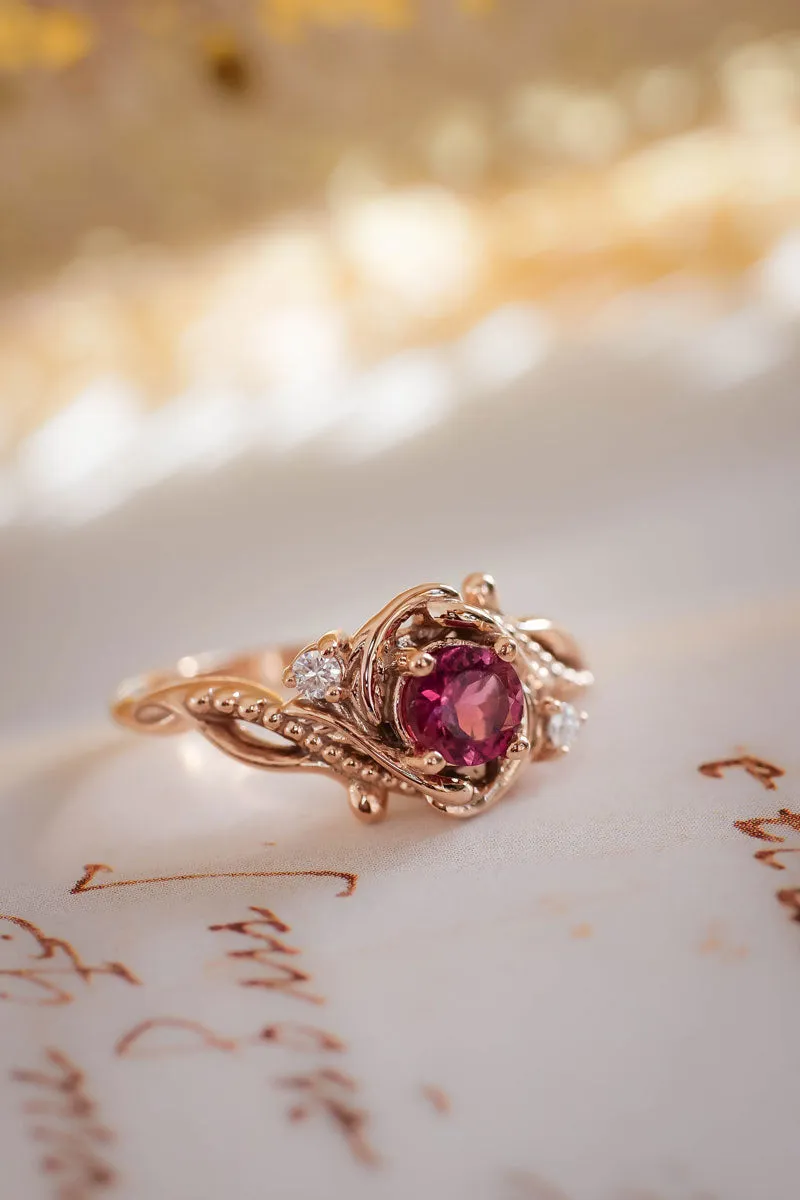 Pink Tourmaline engagement ring with diamonds / Undina