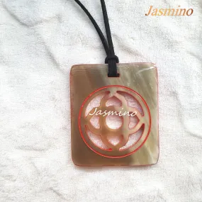 Rectangular Buffalo Horn Pendant J17769, Made by Natural Horn and Lacquer