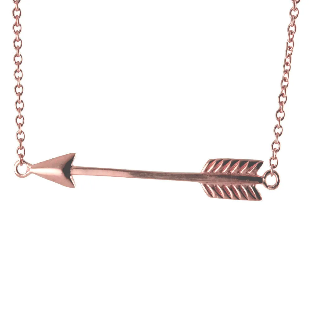 Rosy Horizontal Arrow Pendant Necklace 17 inch