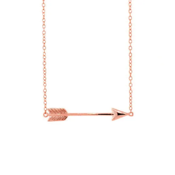 Rosy Horizontal Arrow Pendant Necklace 17 inch