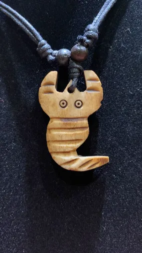 Scorpion Adjustable Length Water Buffalo Bone Necklace