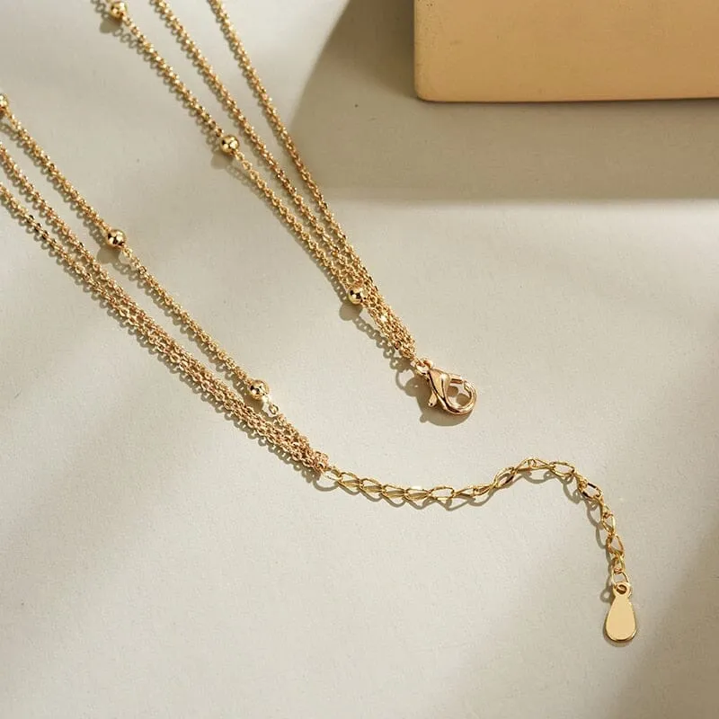 Simple Three Layer Shiny Long Bar Pendant Necklace