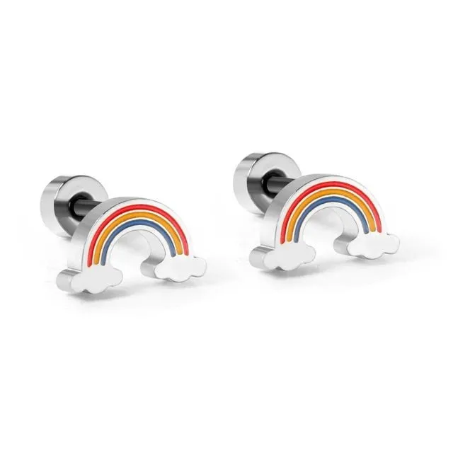 STAINLESS STEEL RAINBOW EARRINGS FOR GIRLS