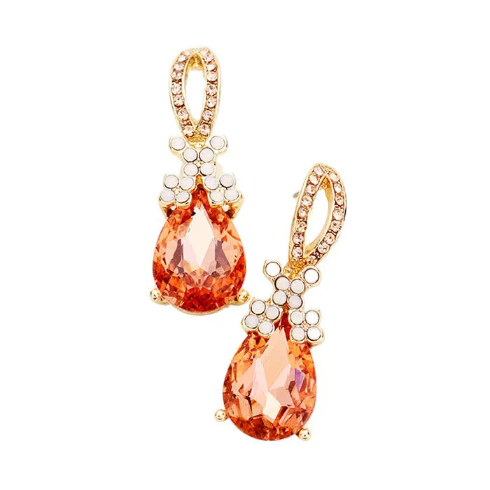 Teardrop Crystal Rhinestone Evening Earrings